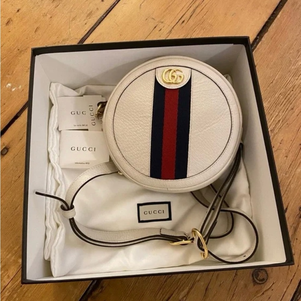 Gucci Mini Ophidia Round backpack in white color - Picture 6 of 11